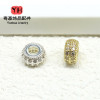 Color-preserving 18k Gold-plated Zircon Double-row Barrel Beads Spacer Wheel Diy Handmade