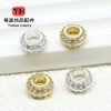 Color-preserving 18k Gold-plated Zircon Double-row Barrel Beads Spacer Wheel Diy Handmade