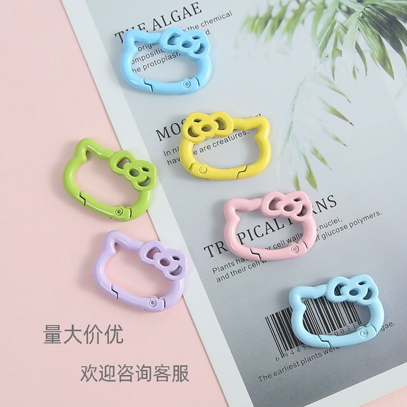 Solid Color Cute Bow Cat Spring Keychain Kt Diy Bag Pendant Accessories