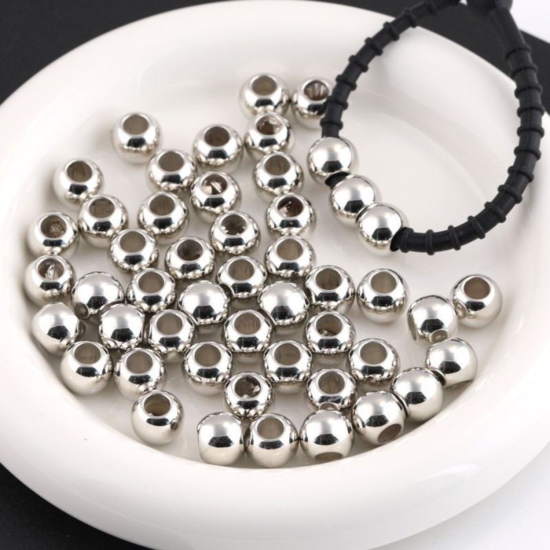 8mm-12mmccb Beads Large Hole Smooth Plastic Round Spaced Diy Jewelry Loose Bead