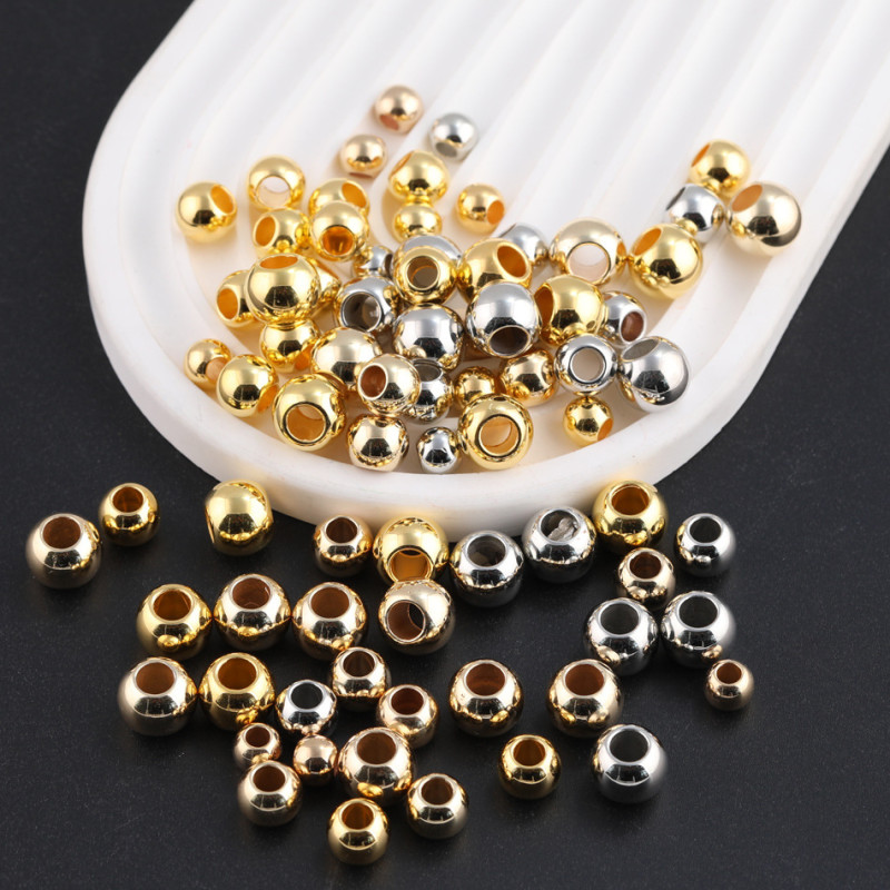 8mm-12mmccb Beads Large Hole Smooth Plastic Round Spaced Diy Jewelry Loose Bead