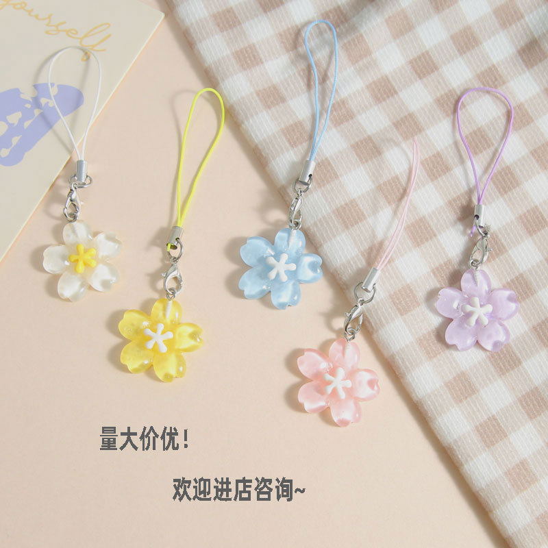 Transparent Cherry Blossom Keychain Flower Diy Accessories Pendant Small Fresh and Cute