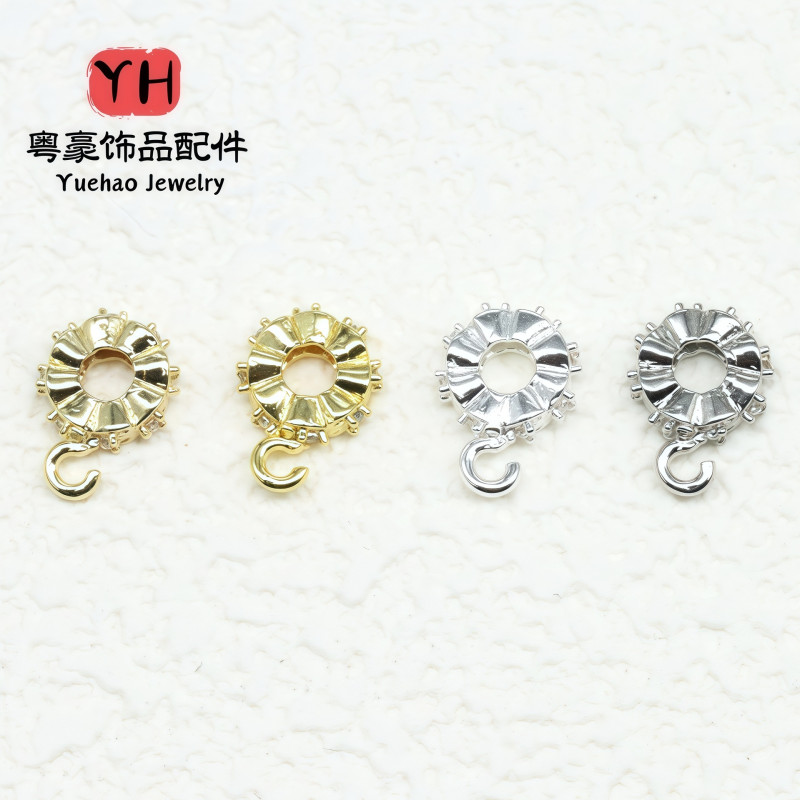 14k Gold-filled Color-preserving Micro-paved Zircon Large Hole Drill Ring with Hanging