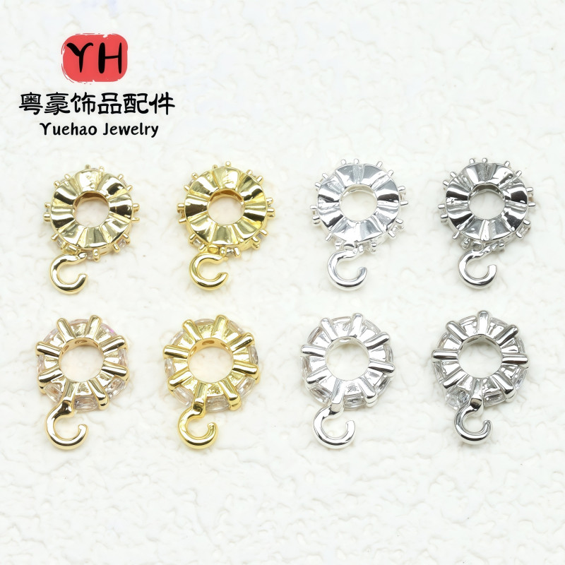14k Gold-filled Color-preserving Micro-paved Zircon Large Hole Drill Ring with Hanging