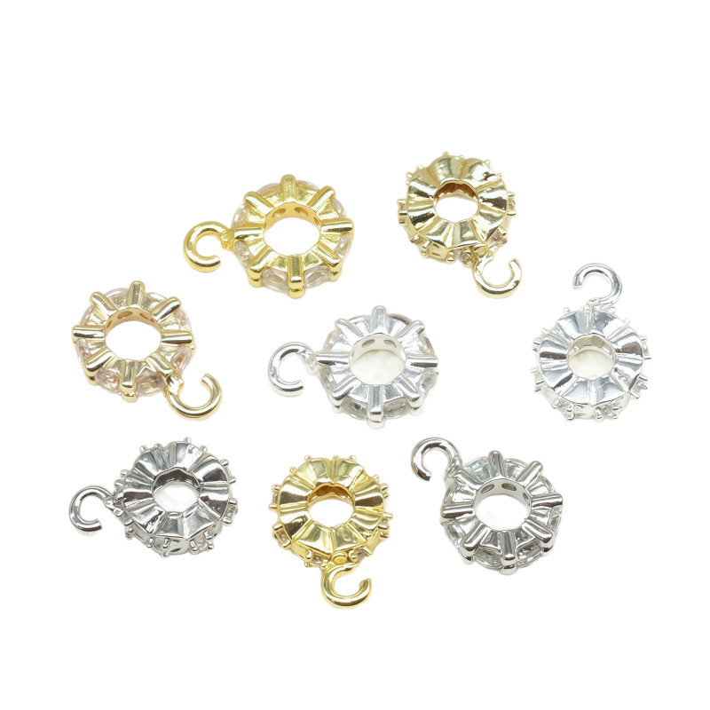 14k Gold-filled Color-preserving Micro-paved Zircon Large Hole Drill Ring with Hanging