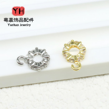 14k Gold-filled Color-preserving Micro-paved Zircon Large Hole Drill Ring with Hanging