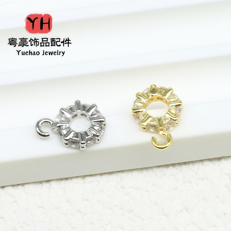 14k Gold-filled Color-preserving Micro-paved Zircon Large Hole Drill Ring with Hanging