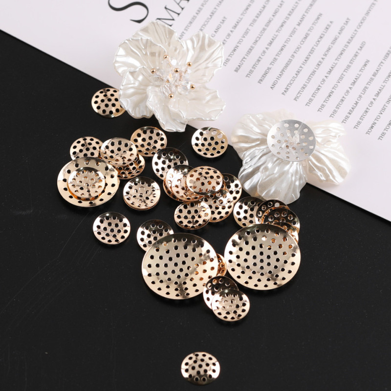 12-25mm Round Hollow Tray Mesh Base Diy Brooch Hair Accessories Hand-beaded Clothing