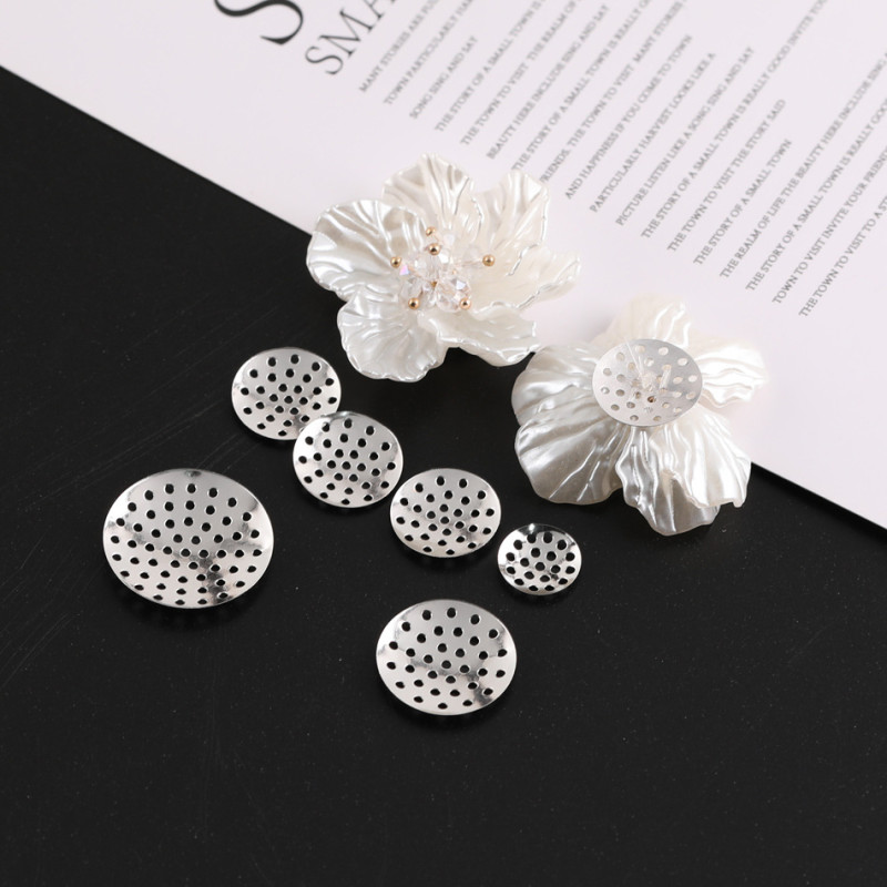 12-25mm Round Hollow Tray Mesh Base Diy Brooch Hair Accessories Hand-beaded Clothing