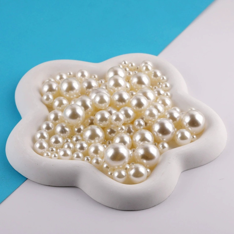 3mm-25mmabs Imitation Pearl Round Non-porous Pure White Off-white Diy Handmade Beads