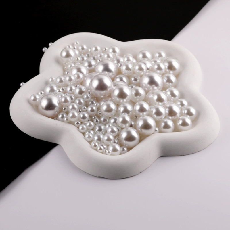 3mm-25mmabs Imitation Pearl Round Non-porous Pure White Off-white Diy Handmade Beads