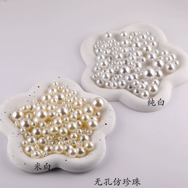 3mm-25mmabs Imitation Pearl Round Non-porous Pure White Off-white Diy Handmade Beads