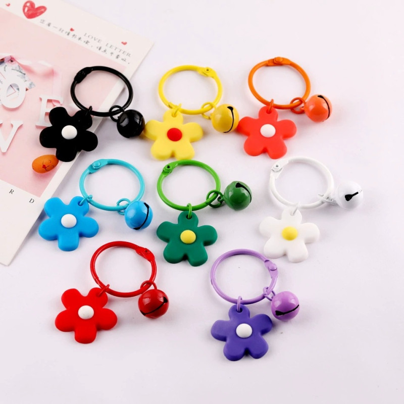 Cute Colorful Silicone Small Flower Bells, Painted Book Rings, Key Diy Bag Holiday Gift