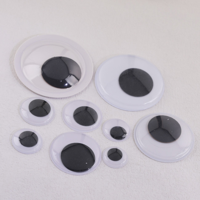 4-50mm Black and White Eye Stickers with Adhesive Backing Movable Eyeball Diy Toy Doll