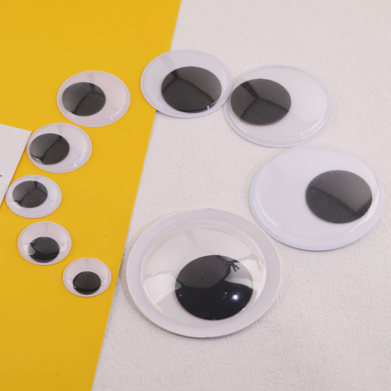 4-50mm Black and White Eye Stickers with Adhesive Backing Movable Eyeball Diy Toy Doll