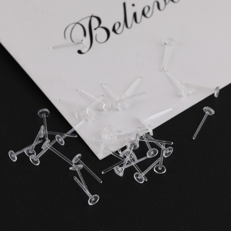 Transparent Plastic Flat Earrings Resin Non-allergenic Invisible Ear Piercing Accessories