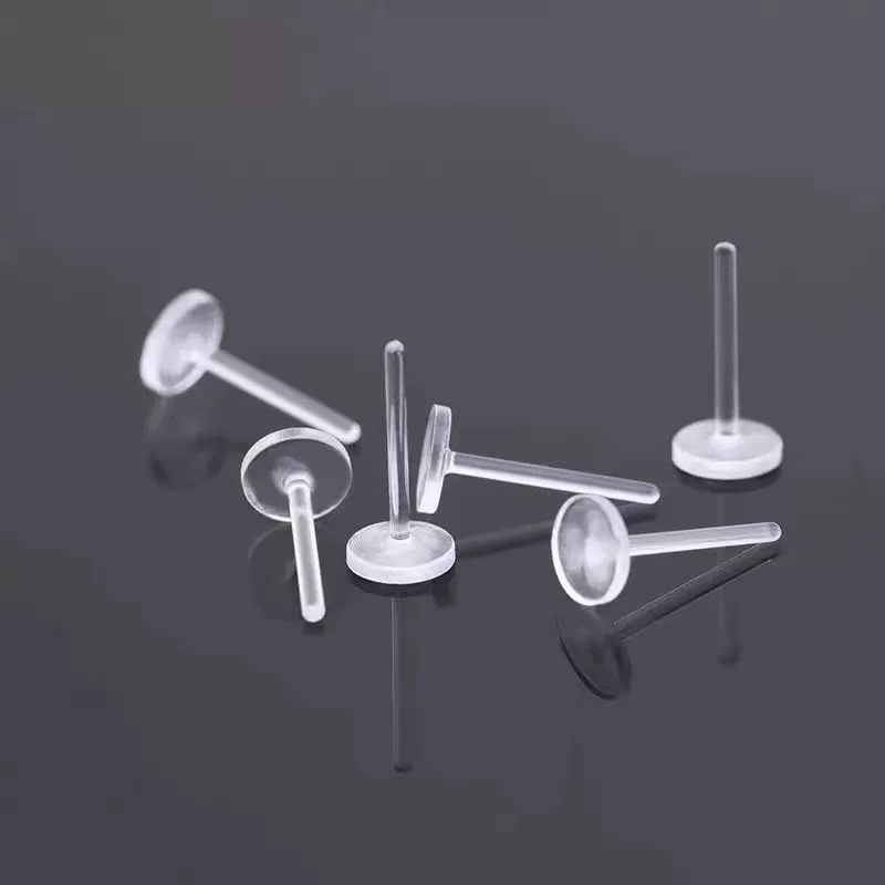 Transparent Plastic Flat Earrings Resin Non-allergenic Invisible Ear Piercing Accessories