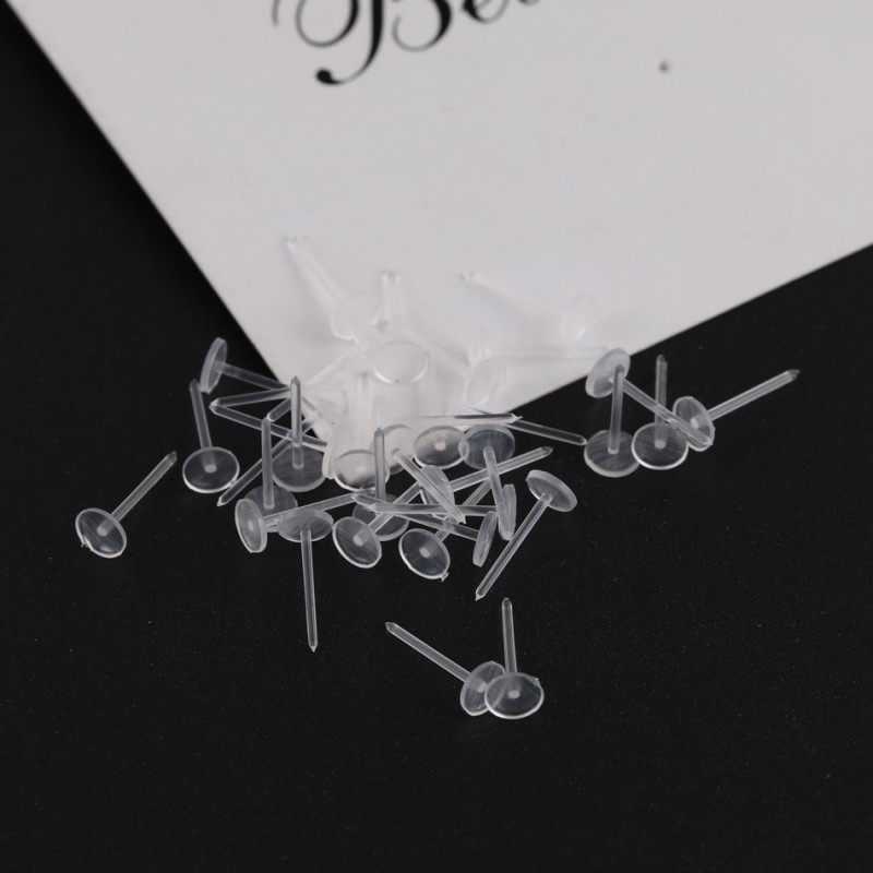 Transparent Plastic Flat Earrings Resin Non-allergenic Invisible Ear Piercing Accessories