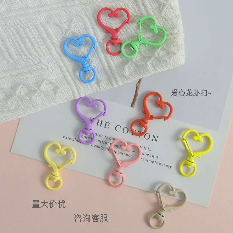 Direct Sales Colorful Love Style Lobster Buckle Handmade Diy Keychain Bag Ready-made