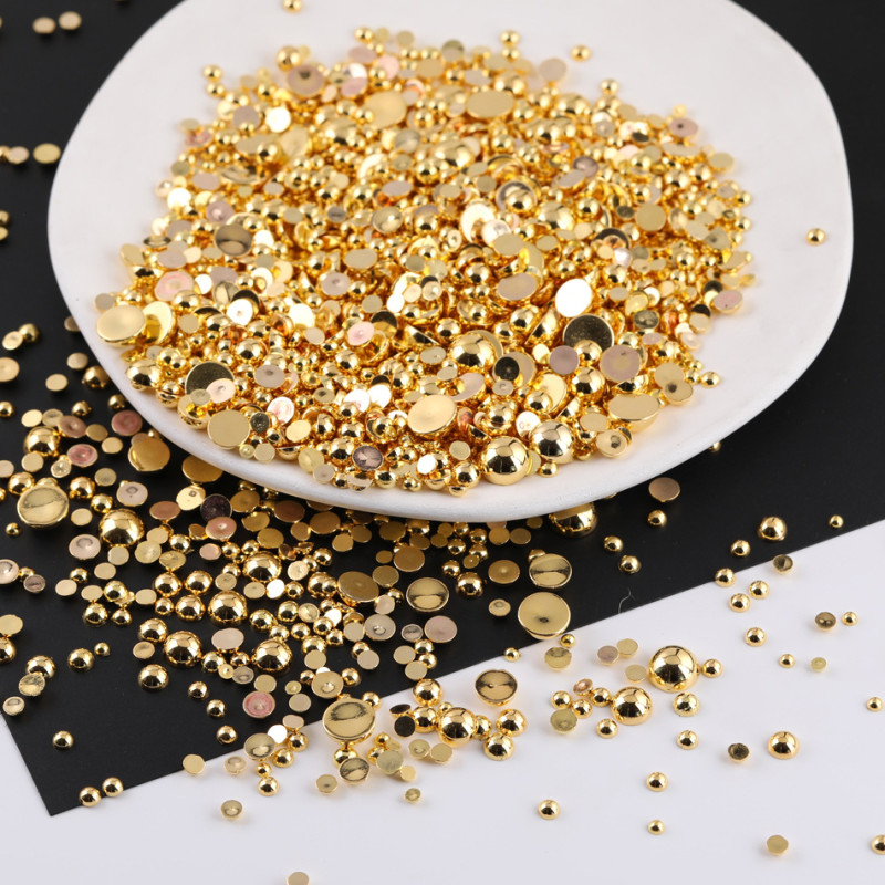 3-10mm Half Flat Bottom Beads Semicircle Gold Patches Diy Handmade Hair Clips Manicure