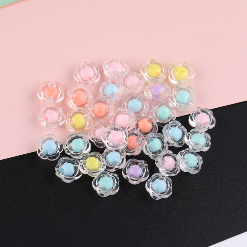 Colorful Transparent Inner Color Beads, Middle Round Love Five-pointed Star Loose