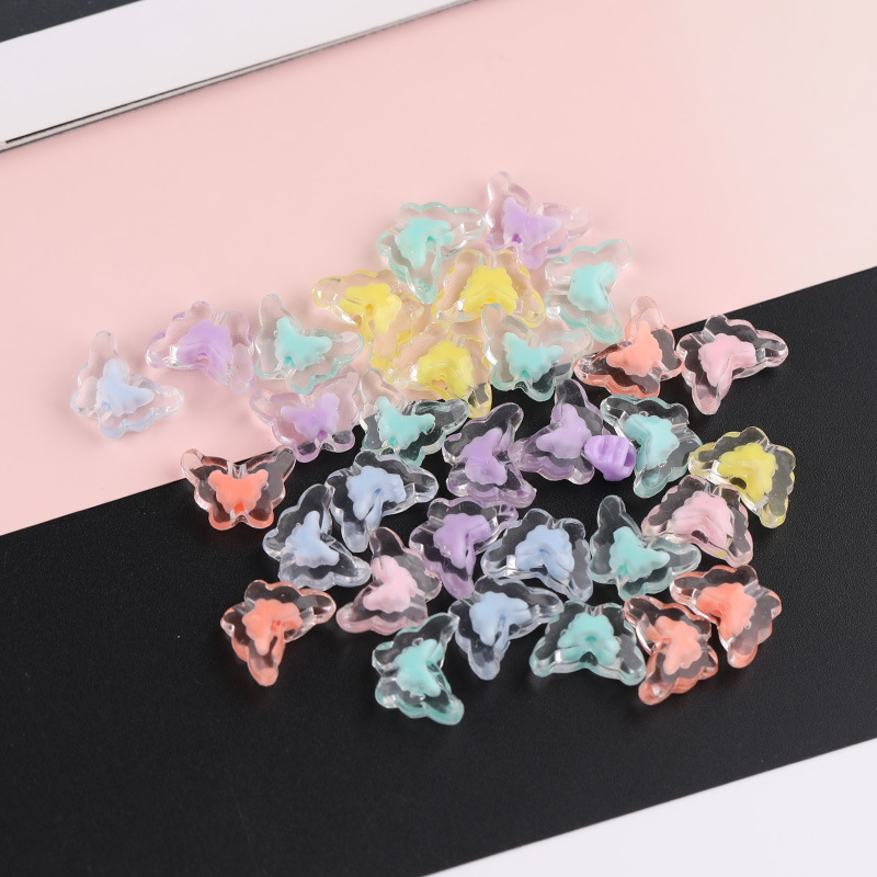 Colorful Transparent Inner Color Beads, Middle Round Love Five-pointed Star Loose