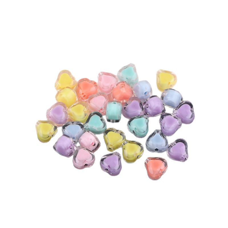 Colorful Transparent Inner Color Beads, Middle Round Love Five-pointed Star Loose