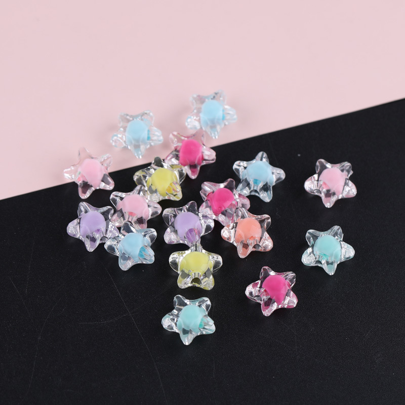 Colorful Transparent Inner Color Beads, Middle Round Love Five-pointed Star Loose