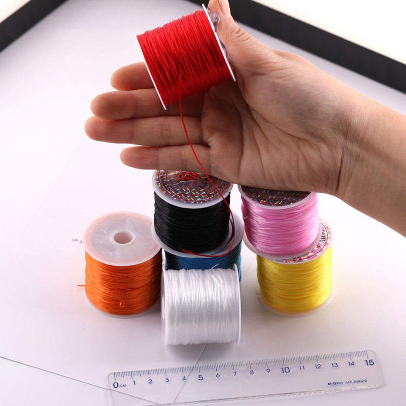 Colorful Elastic Thread Flat Silk Crystal Diy Jewelry Bracelet Beaded Buddha Beads