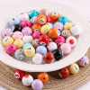 16mm Colorful Acrylic Simulated Billiard Beads Printed Digital Straight Hole Round Diy
