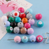 16mm Colorful Acrylic Simulated Billiard Beads Printed Digital Straight Hole Round Diy