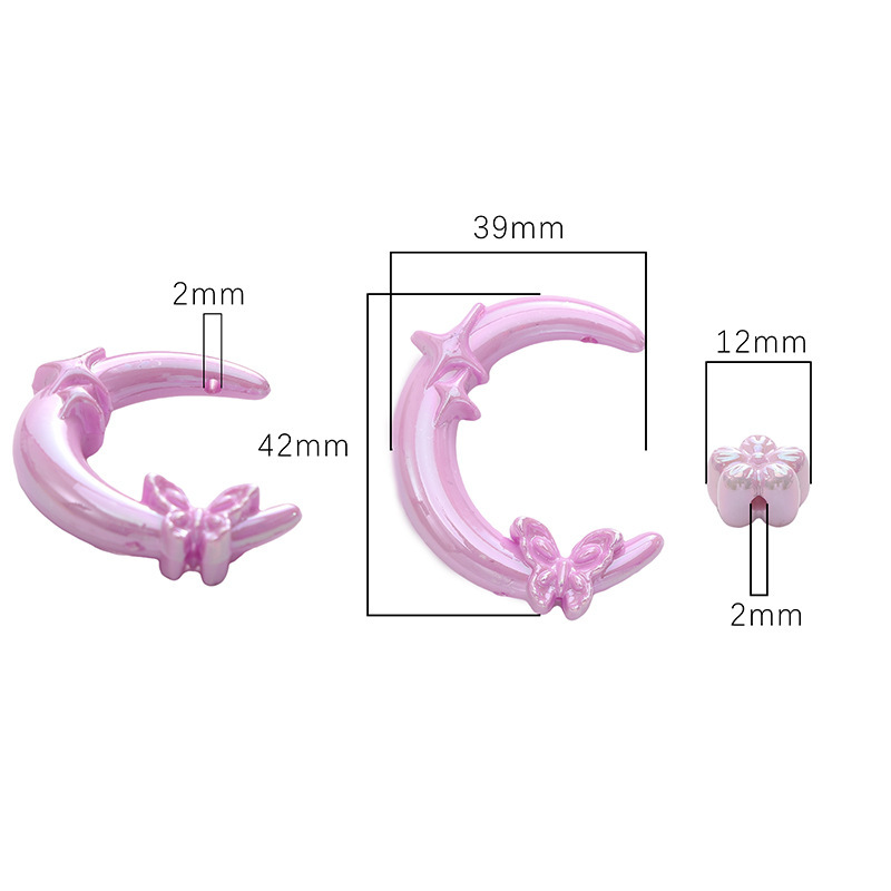 Acrylic Uv Plated Pearlescent Plum Blossom Double Hole Butterfly Star Moon Bead Pen