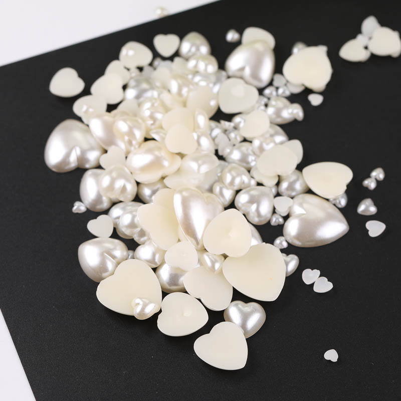 8-14mm Love Flat Bottom Pearl Patch Loose Beads Diy Handmade Manicure Headdress Material
