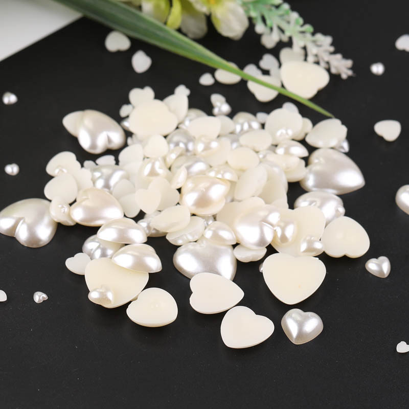 8-14mm Love Flat Bottom Pearl Patch Loose Beads Diy Handmade Manicure Headdress Material