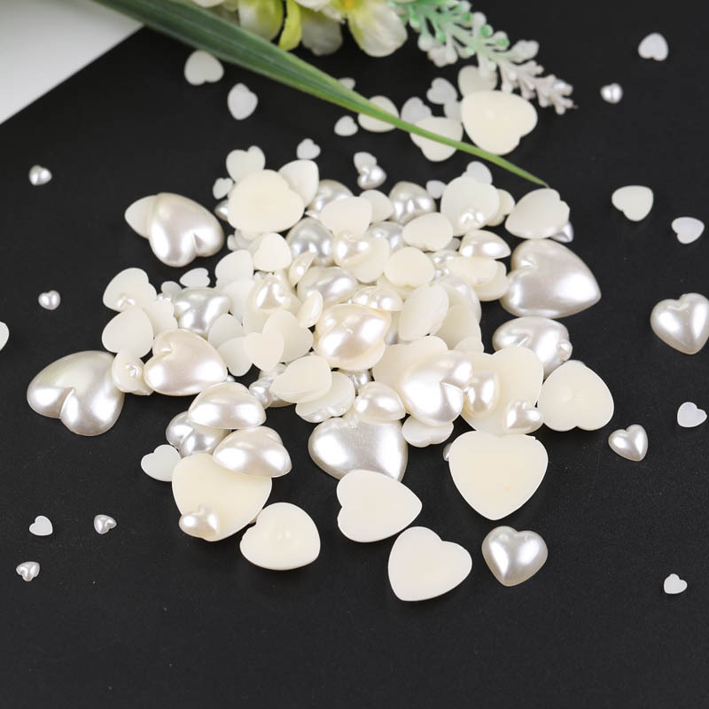 8-14mm Love Flat Bottom Pearl Patch Loose Beads Diy Handmade Manicure Headdress Material
