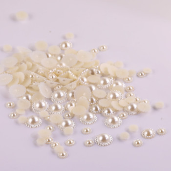 9-19mmabs Pearl Color Flat Bottom Semicircular Sunflower Imitation Patch Diy Jewelry