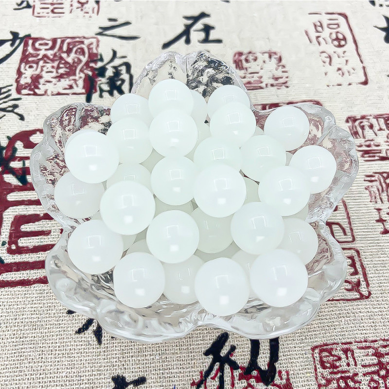 White Chalcedony Glass Beads Black Straight Hole Weighing High Transparent Crystal Diy