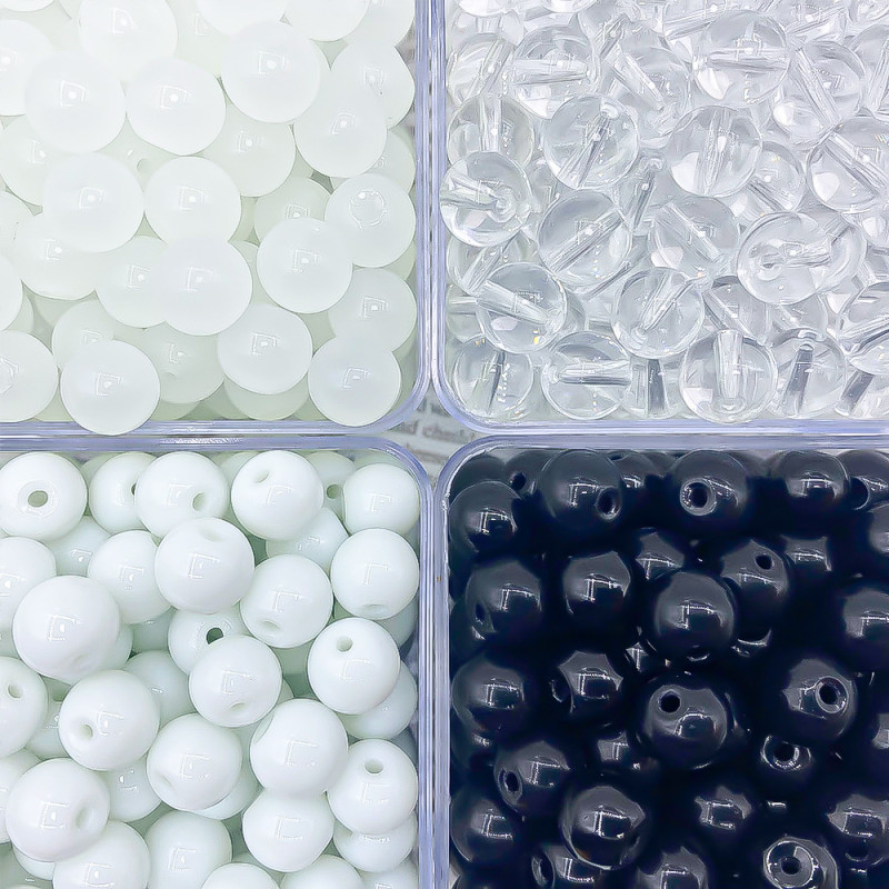 White Chalcedony Glass Beads Black Straight Hole Weighing High Transparent Crystal Diy
