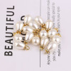 Imitation Pearl Inlaid with Diamond Drop-shaped Pendant Clothing Bracelet Handmade Gift