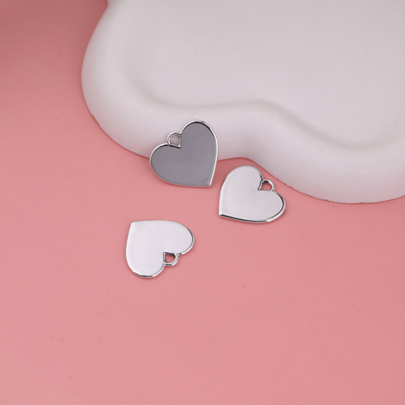 Simple Glossy Love Heart-shaped Letterless Alloy Accessories Pendant Diy Handmade