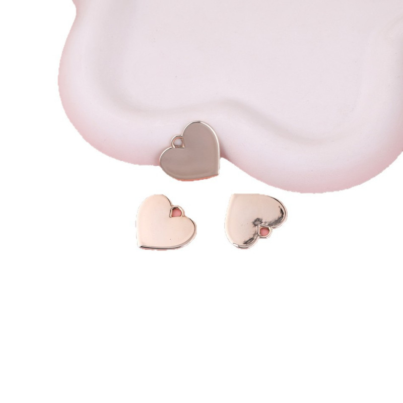 Simple Glossy Love Heart-shaped Letterless Alloy Accessories Pendant Diy Handmade