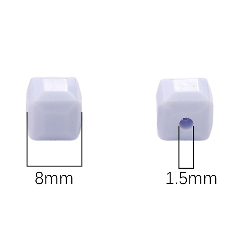 8mm Acrylic Solid Color Imitation Glass Three-dimensional Square Beads String Loose