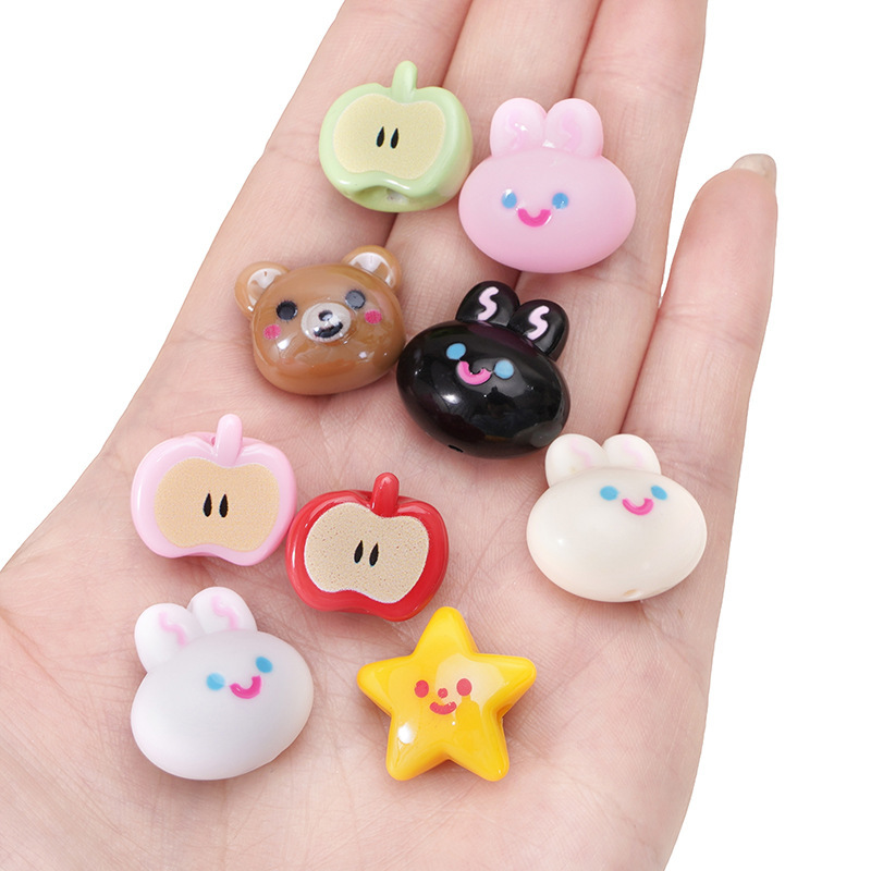 Acrylic Cute Beads Rabbit Diy Handmade Loose Bracelet Necklace Earrings Pendant Jewelry