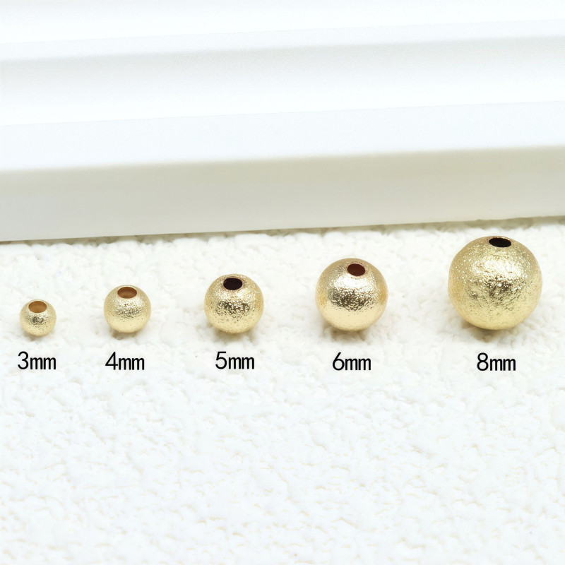 14k Gold-filled Color-preserving Frosted Copper Beads, Small Gold Loose Diy Handmade
