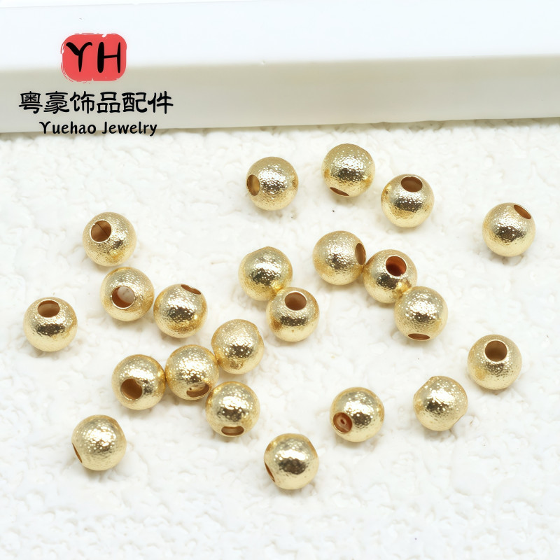 14k Gold-filled Color-preserving Frosted Copper Beads, Small Gold Loose Diy Handmade