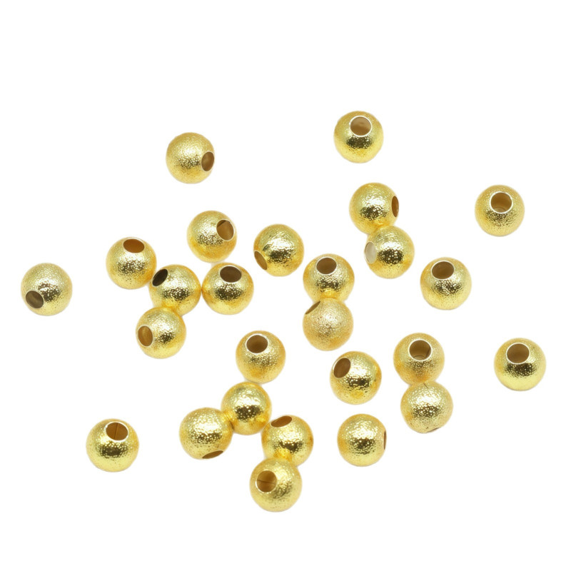 14k Gold-filled Color-preserving Frosted Copper Beads, Small Gold Loose Diy Handmade