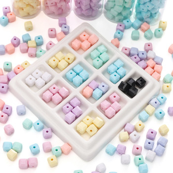 8mm Acrylic Solid Color Imitation Glass Three-dimensional Square Bead Pendant Bracelet