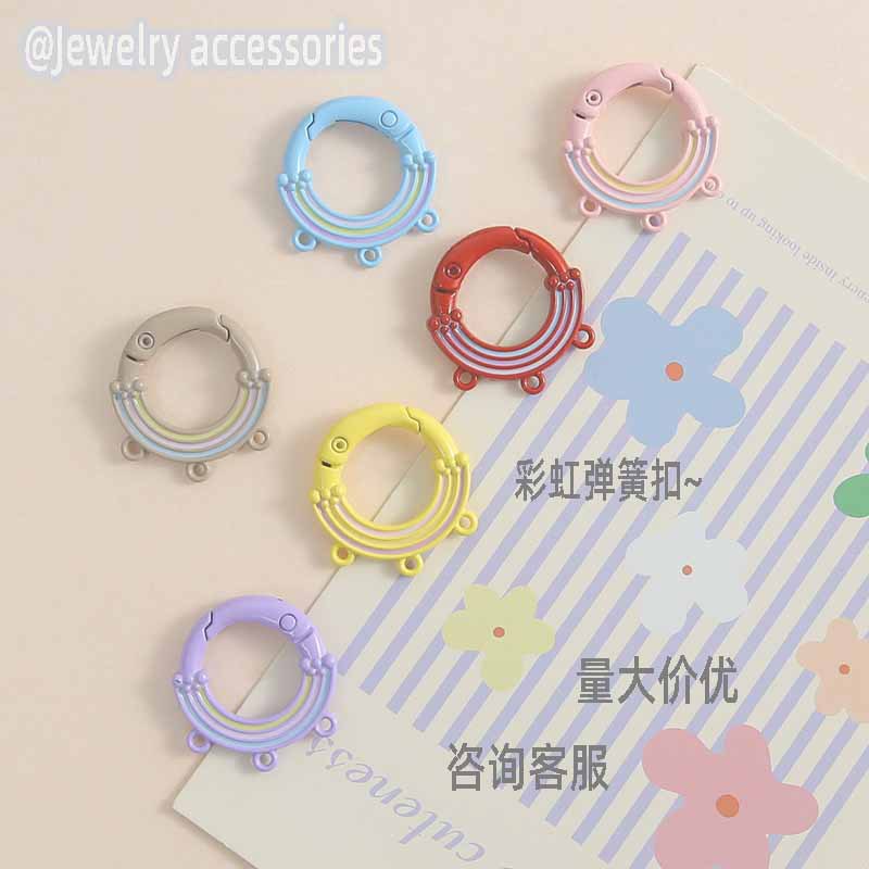 Painted Rainbow Spring Buckle Cute 3 Hanging Backpack Mobile Phone Keychain Connection