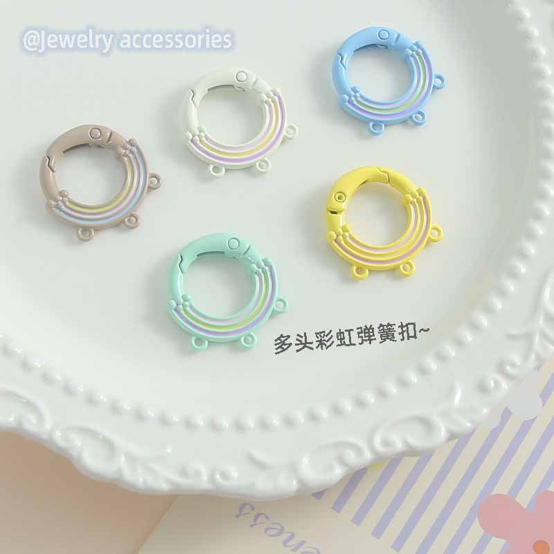 Painted Rainbow Spring Buckle Cute 3 Hanging Backpack Mobile Phone Keychain Connection