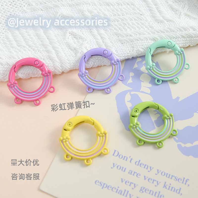 Painted Rainbow Spring Buckle Cute 3 Hanging Backpack Mobile Phone Keychain Connection